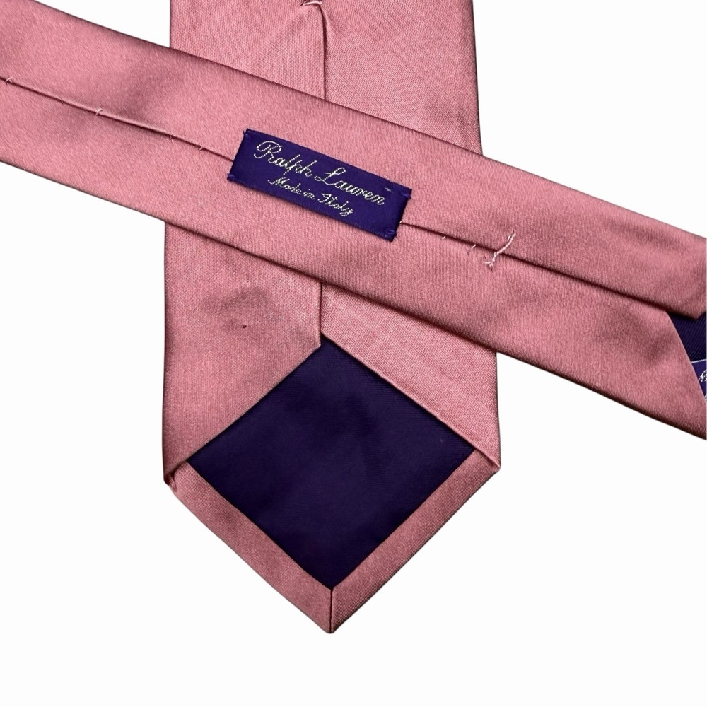 Ralph Lauren Purple Label Men's Tie Solid Pink Satin Silk Italy 3 5/8" x 61.55"